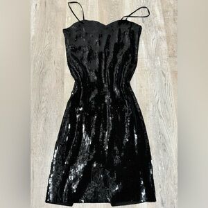 Brand New. Black Sequin Midi Dress. Medium
Sweetheart Neckline.